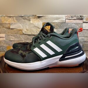 Kids Sz 5.5 Adidas RapidaSport Bounce Sport Running Trainers Green Black Camo